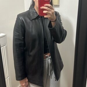 Lands' End Women's Classic Black Leather Jacket